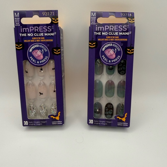 Kiss Other - KISS Impress Halloween Glow in the Dark Press On Nail Set, 2 Design Set